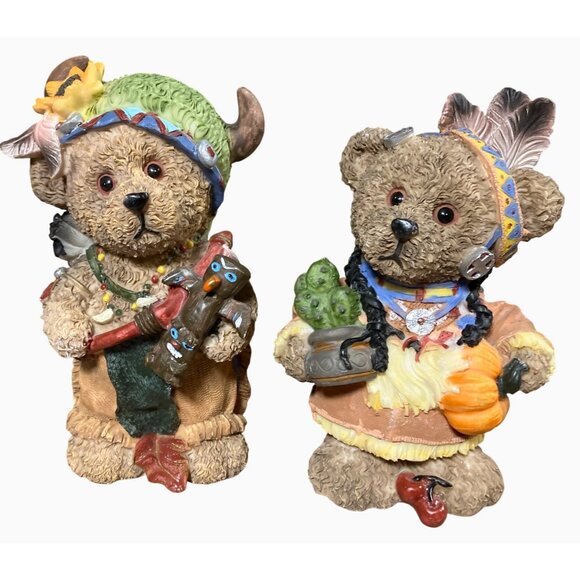 Thanksgiving Bears Autumn Harvest Decorative Collectible Figurine Set - Picture 1 of 13
